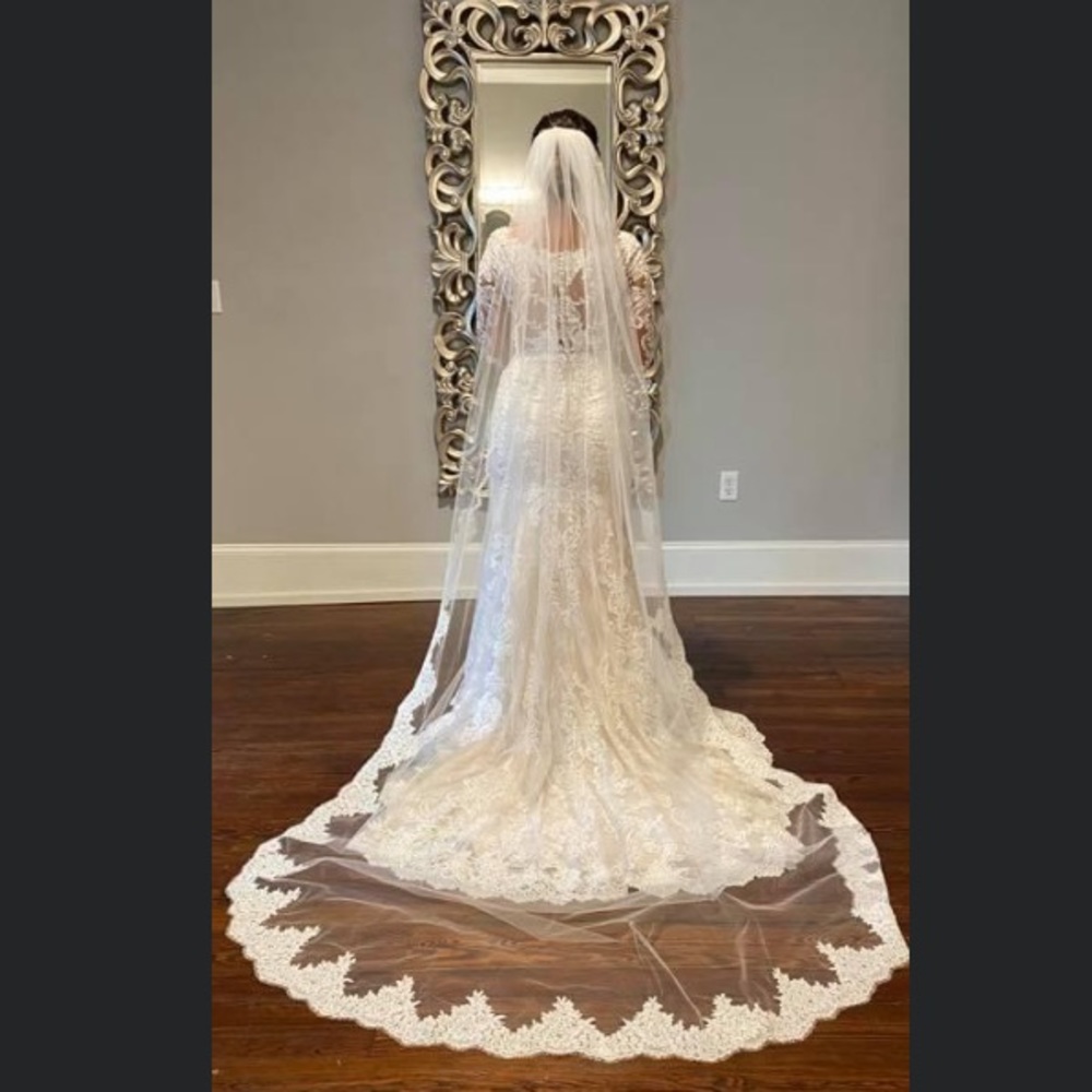 Ivory Cathedral Veil & detachable Blusher